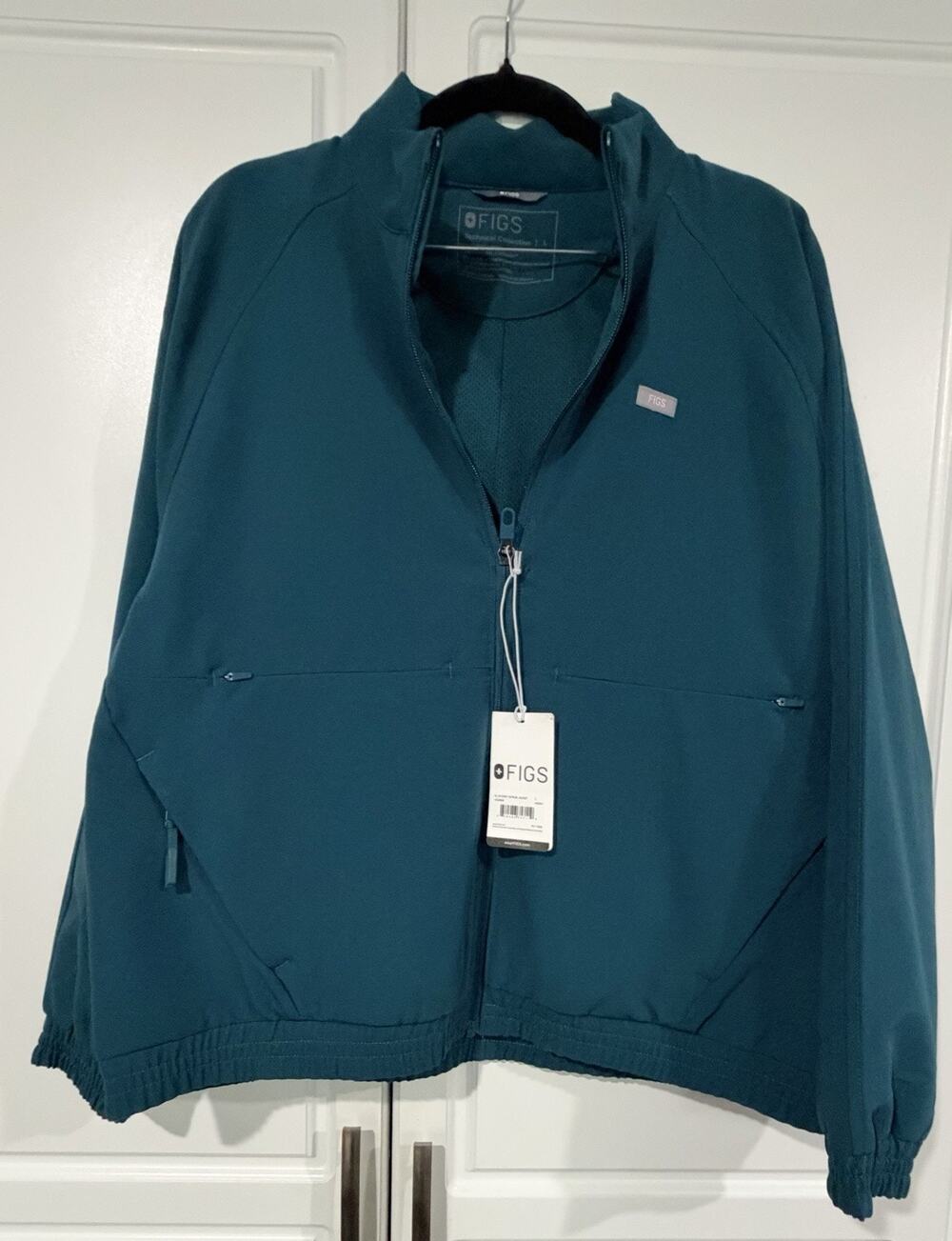 NEW Figs Sydney Scrub Jacket Full Zip Women’s Large Caribbean Blue